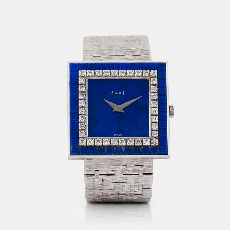 A Piaget lapis lazuli and brilliant-cut diamond ladies wrist watch.