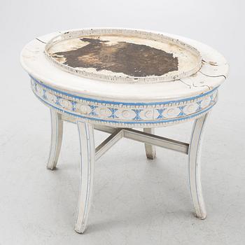 A late Gustavian-style tray-table, 19th century incorporating older elements.