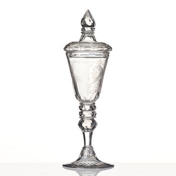 A large engraved goblet, Kungsholms glasbruk, 18th century.