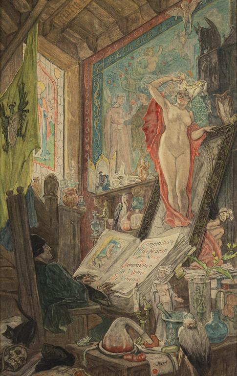 FELICIEN ROPS, färgetsning och akvatint, 1909, signerad i trycket, utsuddad numrering (126/200).