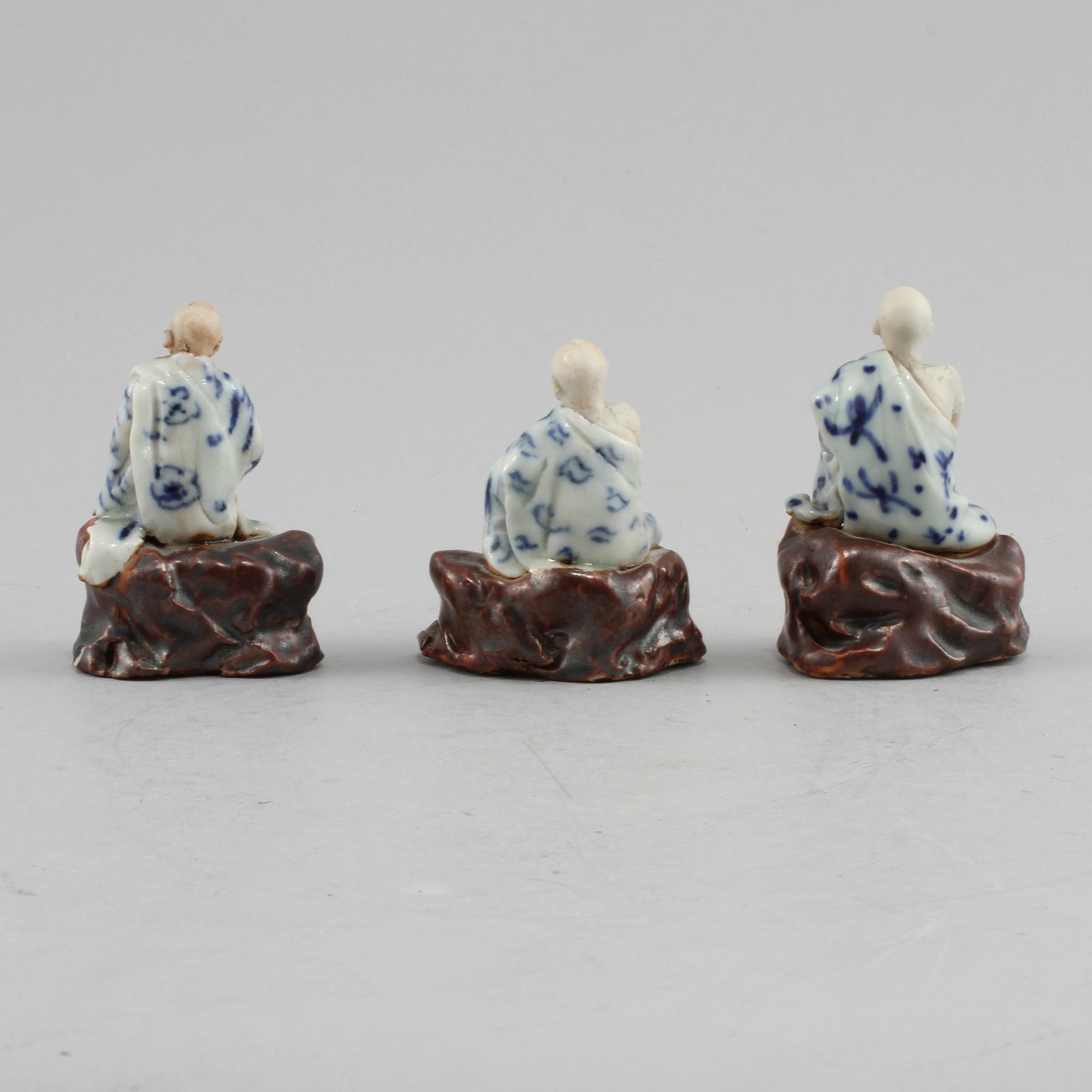 FIGURINER, 3 st, porslin,  Japan, 1900-tal.