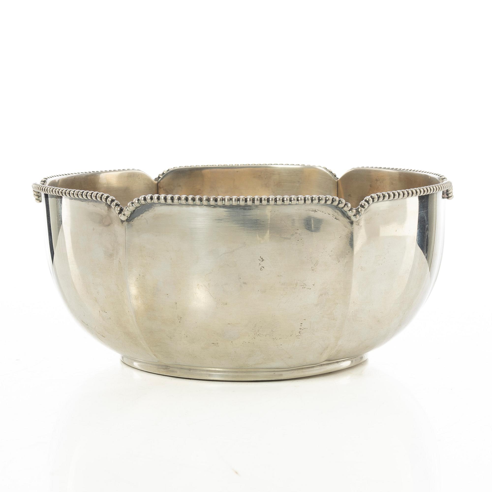 Bowl, silver, Swedish import mark, 20th century.