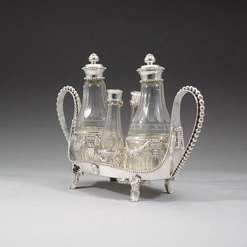 A Swedish 18th century silver cruet-set, Anders Brandt, Norköping 1786.