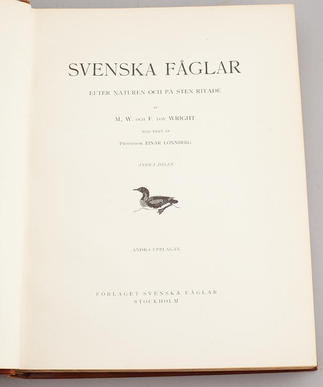 A set of three books about Swedish birds by von Wright. 1927.