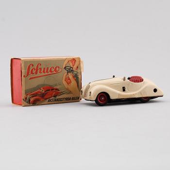 LEKSAKER, 2 st, Schuco, bla Avståndsstyrda bilen, 1950-tal.