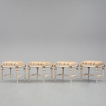 A set of four Gustavian stools by J E Höglander (master in Stockholm 1777-1813).