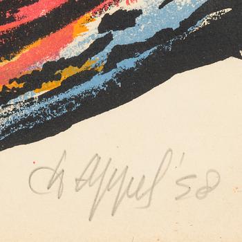 Karel Appel, färglitografi, 1958. Signerad och numrerad 28/50.