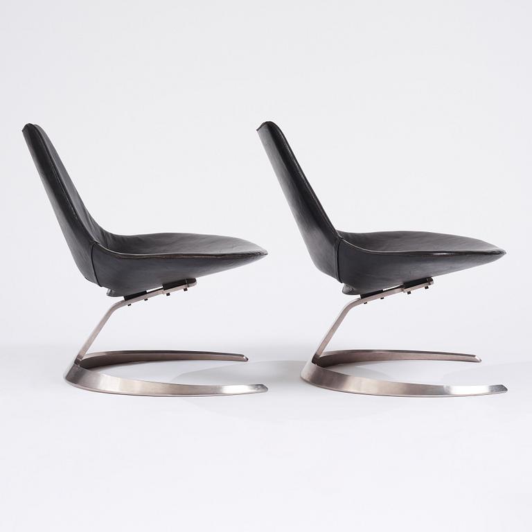 Preben Fabricius & Jørgen Kastholm, a pair of 'Scimitar' easy chairs, Ivan Schlechter, Copenhagen, ca 1962.