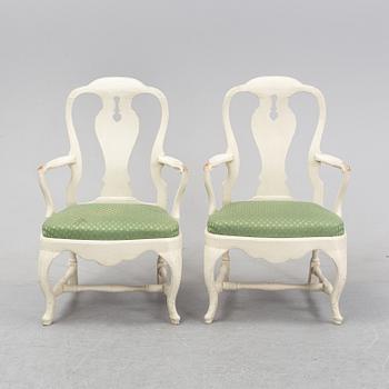 A pair of rococo armchairs, mid 18th Century.