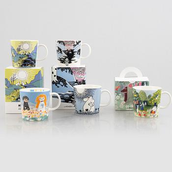 Five Moomin mugs, Arabia, Finland, 2017-2024.
