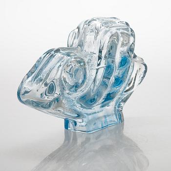 Helena Tynell, skulptur "Fågel" ur serien Noaks ark, signerad Helena Tynell Riihimäen Lasi Oy.