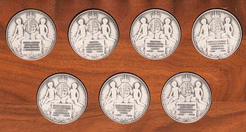 Leo Holmgren, medals 7 pcs "Queens from the House of Bernadotte" silver Sporrong 1978 numread 27/1000.