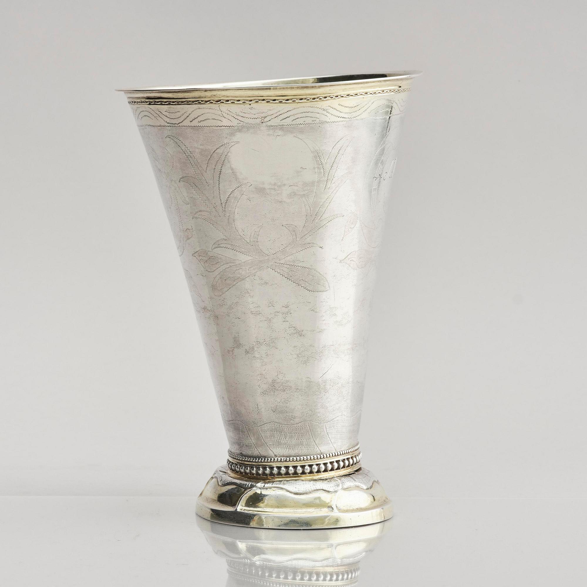 A Swedish parcel-gilt silver beaker, mark of Erik Lemon, Uppsala 1789.