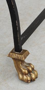 A Swedish iron and brass stool, 1920-30's,