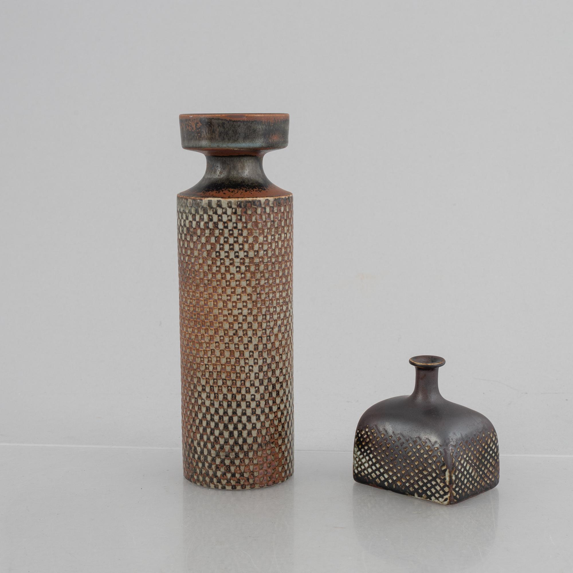 Stig Lindberg, two stoneware vases, Gustavsberg Studio, 1960s.