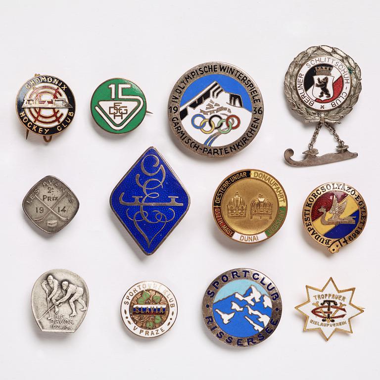 Club badges, 12 pcs, Germany, France, Czech Republic, 1869 - 1936,.