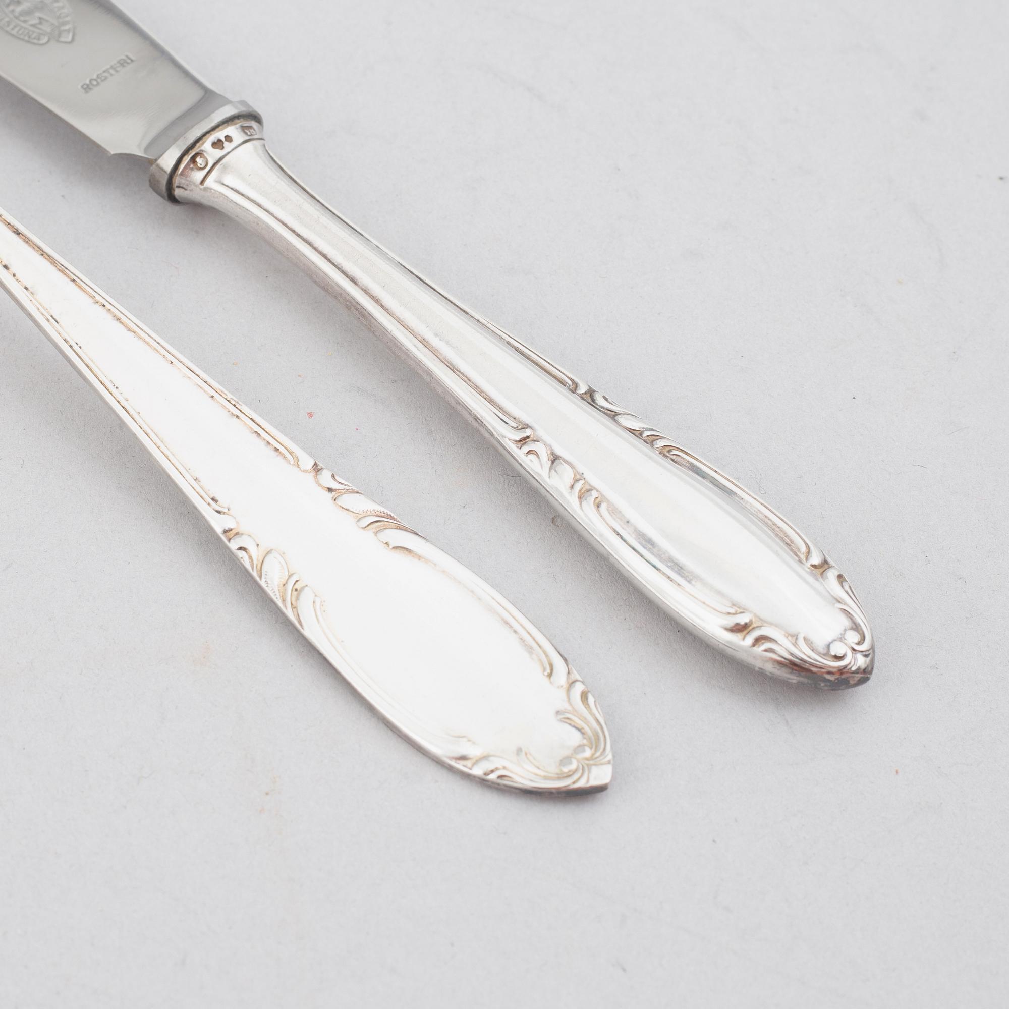 A Swedish silver cutlery set, model "Slottsbarock", CG Hallberg, Guldvaruhuset, Stockholm, some 1949 (45 pieces).