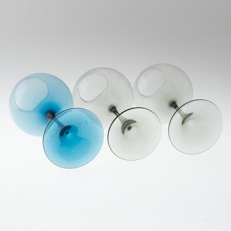 NILS LANDBERG glas, 3 st, Orrefors, 1900-talets andra hälft.