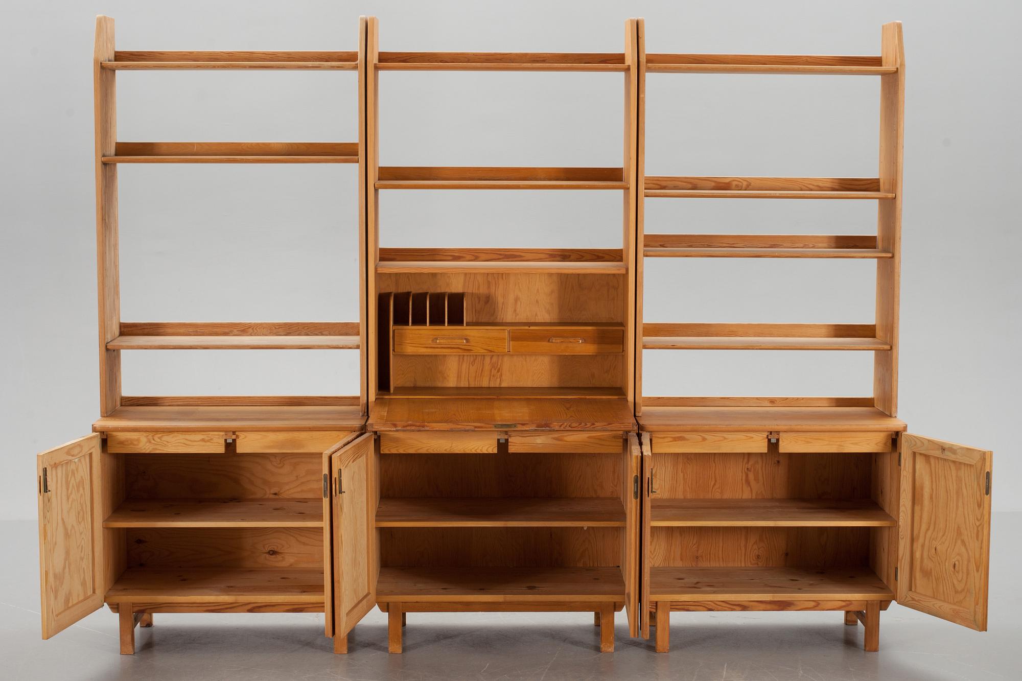 BOKHYLLA, 3 delar, Carl Malmsten, Svensk fur.