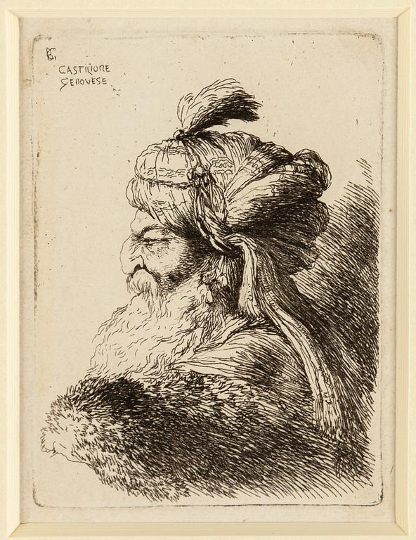 Giovanni Benedetto Castiglione, etching signed in plate.