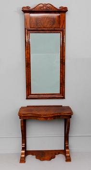 SPEGEL MED KONSOLBORD, 1800-talets mitt.