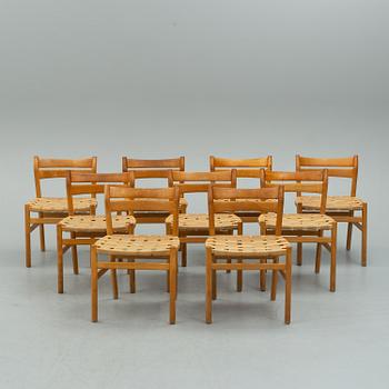 BØRGE MOGENSEN, nine beech chairs from C.M. Madsens Fabriker, Haarby, Denmark.