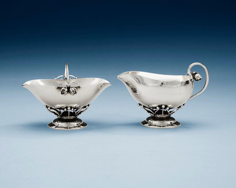 A Georg Jensen sterling creamer and bowl, Copenhagen 1945-77,