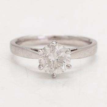 Ring, 18K vitguld, briljantslipad diamant ca 1.30 ct.