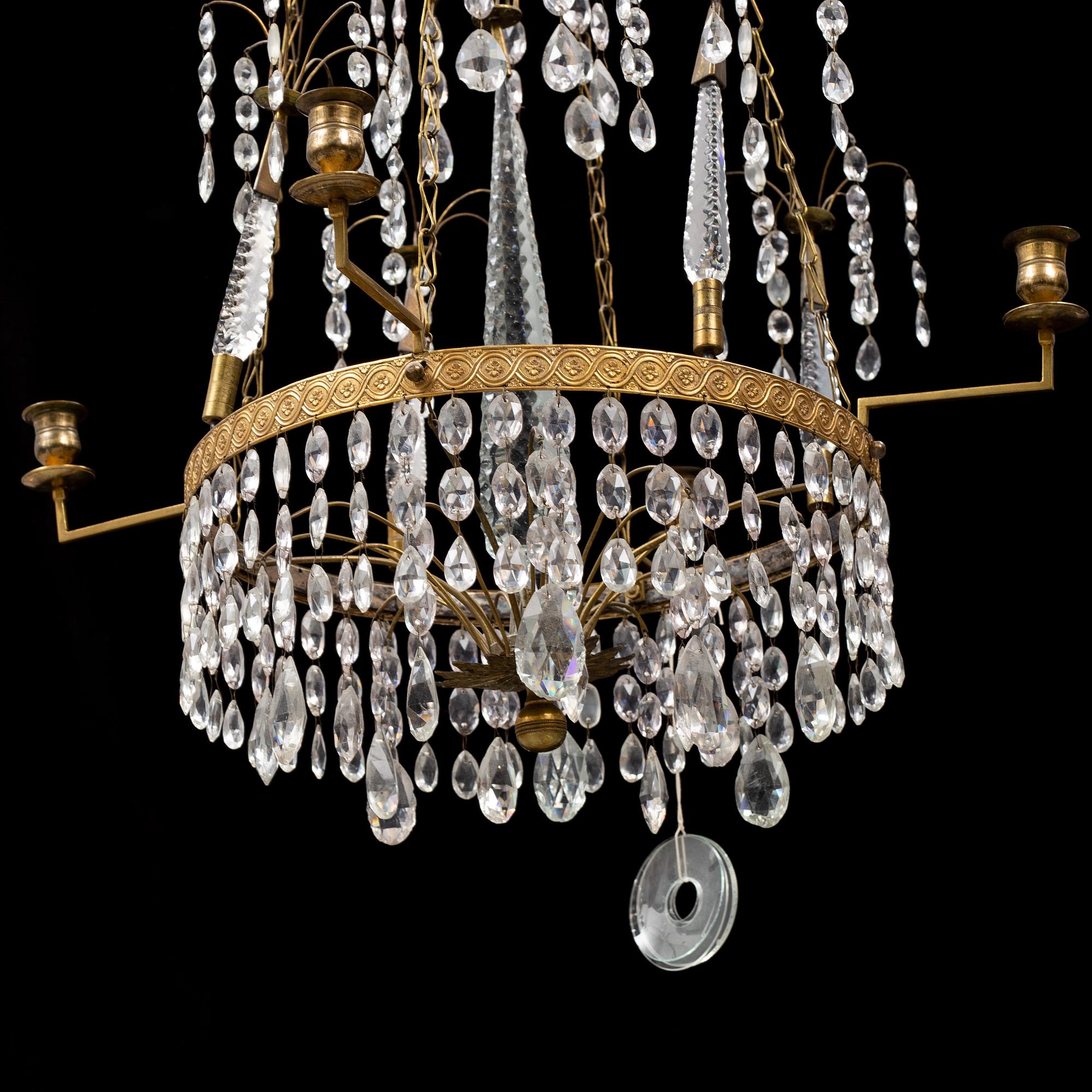 A gustavian style chandelier, circa 1900.