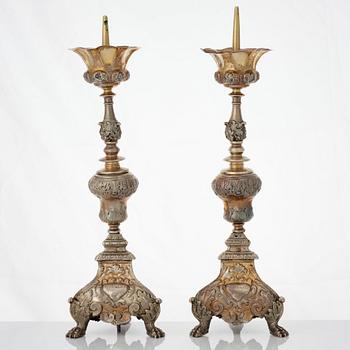 Ljusstakar, 4 st, silver, icke identifierad mästarstämpel ZP, Venedig 1600-/1700-tal. Barock.