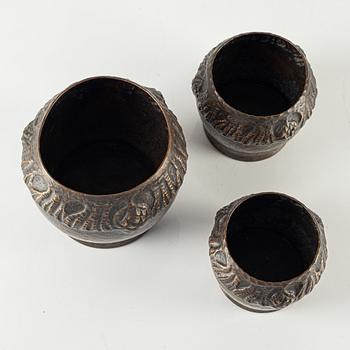 Four Jugend flower pots, including Rörstrand, Sweden, early 20th century.