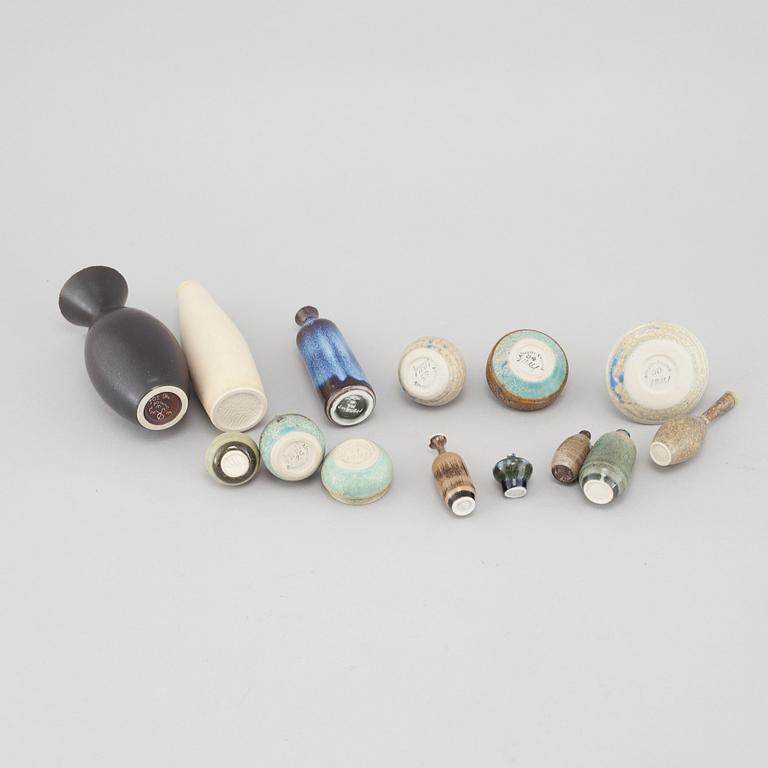 14 miniatures in stoneware, mid 20th century.