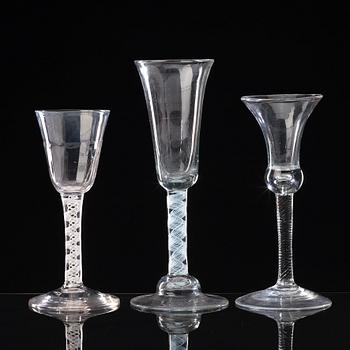 A group of six odd ale glasses, England, 18th Century.