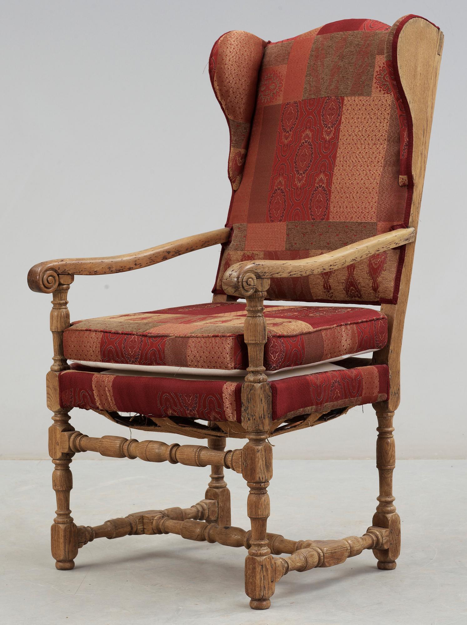 ÖRONLAPPSFÅTÖLJ, barockstil, 1800-talets andra hälft.