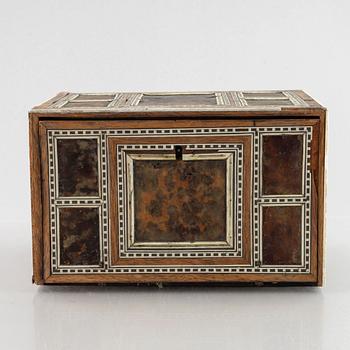 A Spanish colonial bone and tortoise inlayed writing-box, circa 1700.