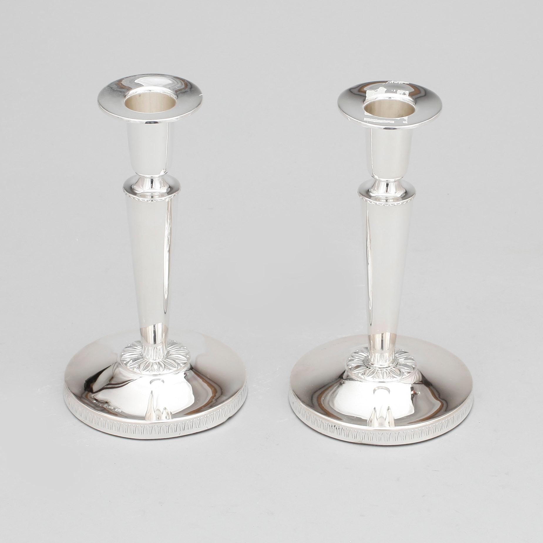 LJUSSTAKAR, ett par, silver, K&EC, Göteborg, 1955.