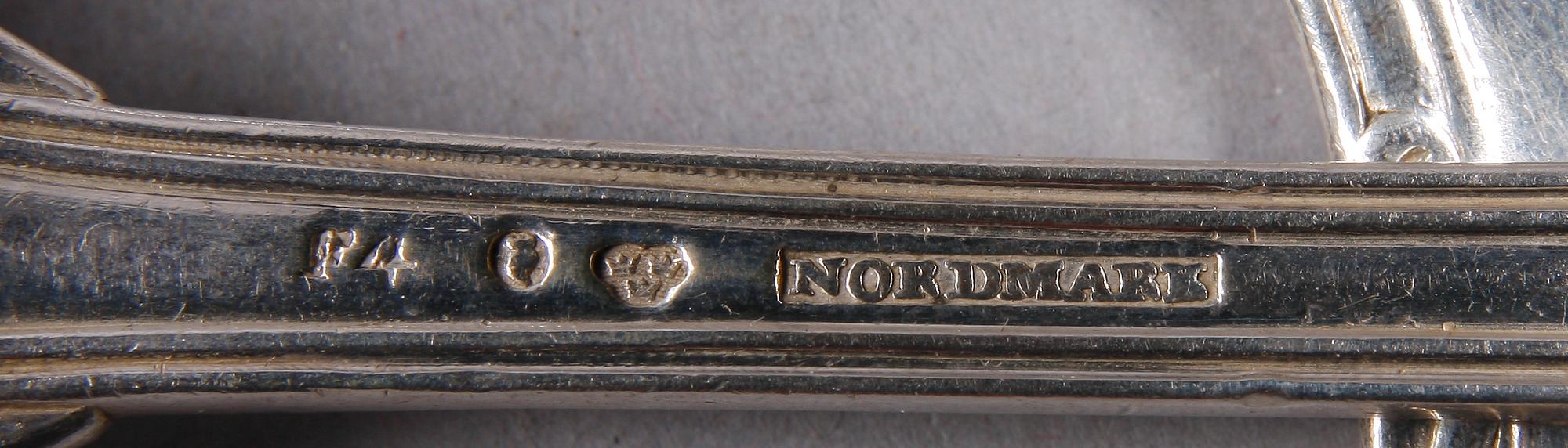 MATSKEDAR, 7 st, silver, mest Petter Nordmark, Stockholm 1836.