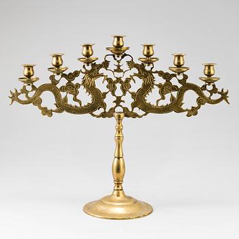 A BRASS CANDELABRUM, CA 1900.