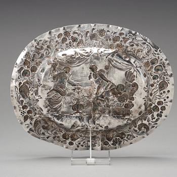 Arnold von der Hagen, presenterfat, silver, Norrköping (verksam 1695-1740(-42)), före 1700, barock.