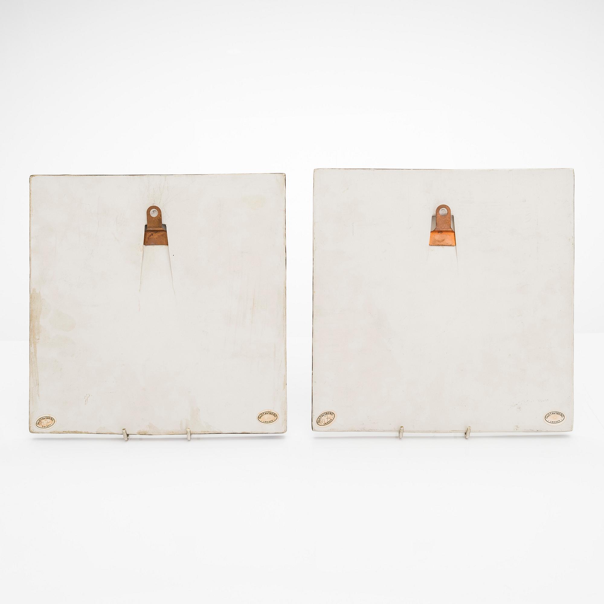 Lisa Larson, väggplaketter, 2 st, Gustavsberg.