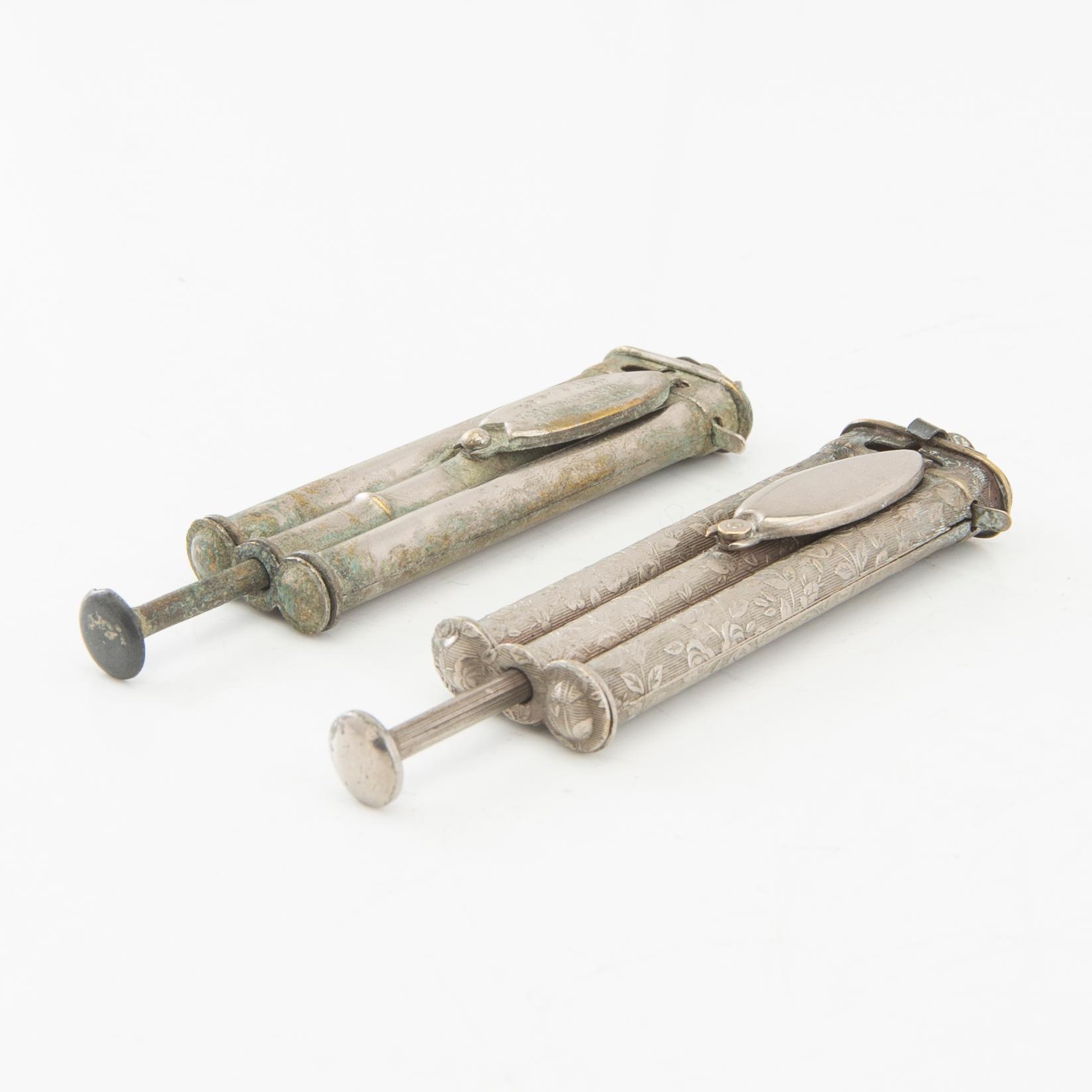 Foley & Ruse lighters, 2 pcs "Pellet match lighter", Canada circa 1888.