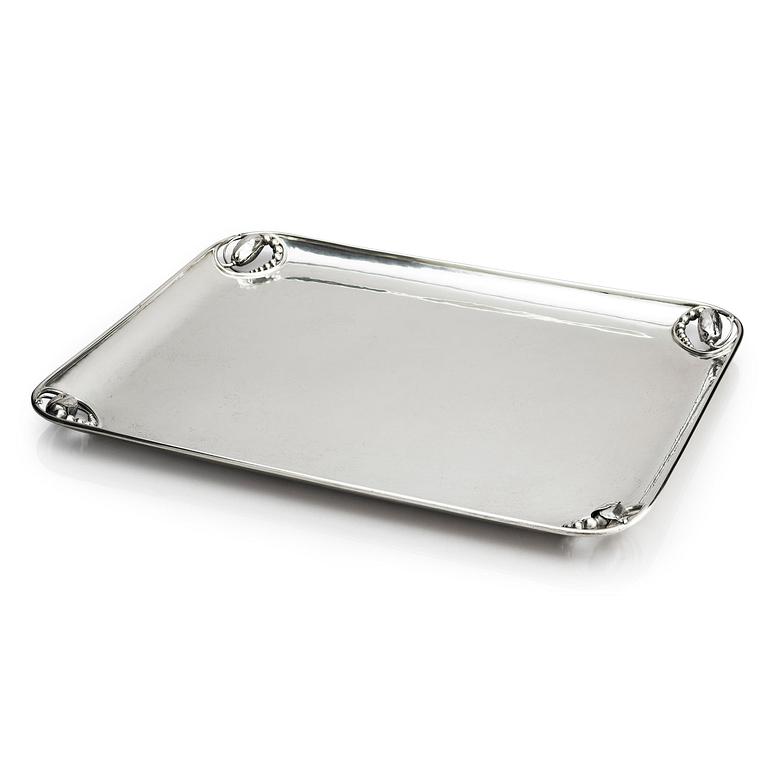 Georg Jensen, a Magnolia/Blossom tray, design nr 2, executed in Copenhagen 1919, 830/1000 silver.