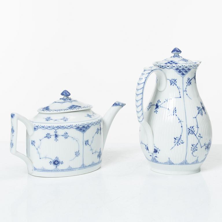 Royal Copenhagen, a 58-piece porcelain 'Blue Fluted' dinner and tea service, Denmark, mostly 1889-1934 but some pieces 1950-1984.