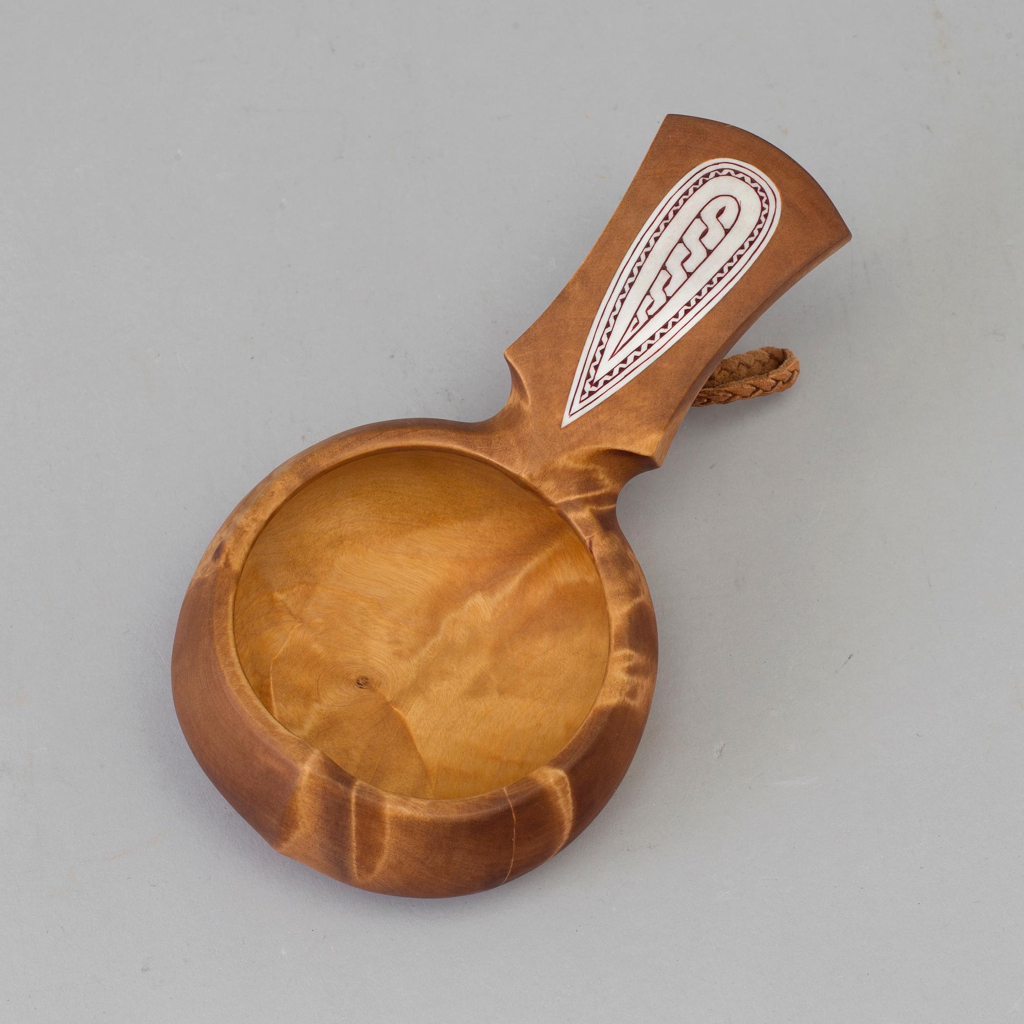 a traditional wooden sami "kåsa", signed LA.