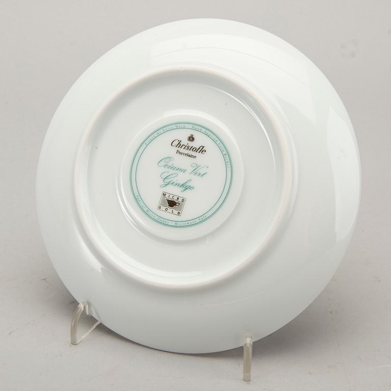 SERVIS, 12 dlr Christofle "Océana vert Gingko", porslin 1900-talets senare del.