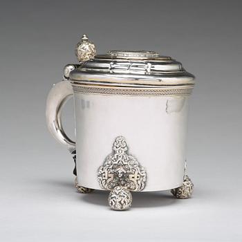 A Swedish 18th century parcel-gilt silver tankard, mark of Olof Lind, Mariestad (1752-1767 (1770)).