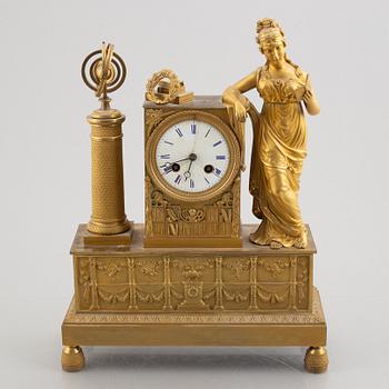 A patinated bronze mantel clock, by L.B.P. Japy & Cis, first half of the 19th century, Empire.