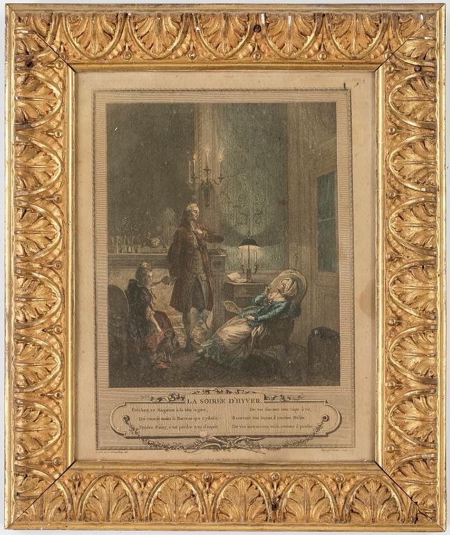 RAMAR MED GRAVYRER, ett par + 1, empire, 1800-talets första hälft.