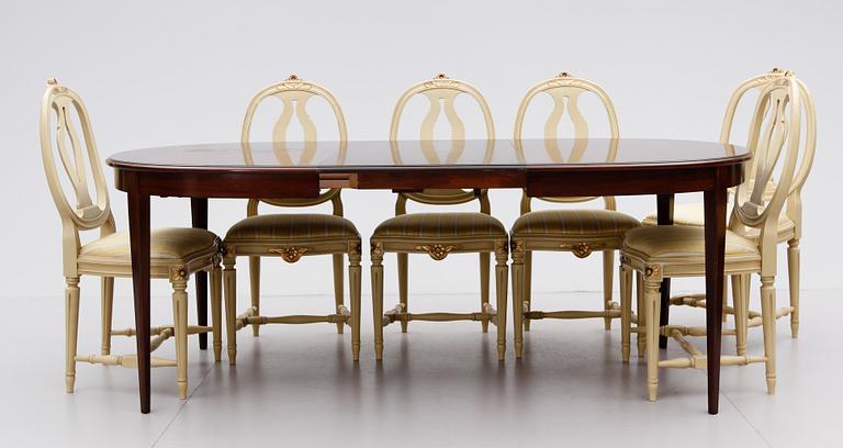 MATGRUPP, 7 delar, gustaviansk stil, 1900-talets andra hälft.