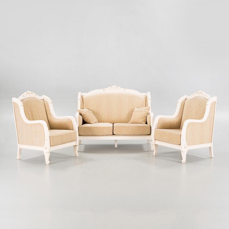 A pair of armchairs and a sofa from the second half of the 20th century.